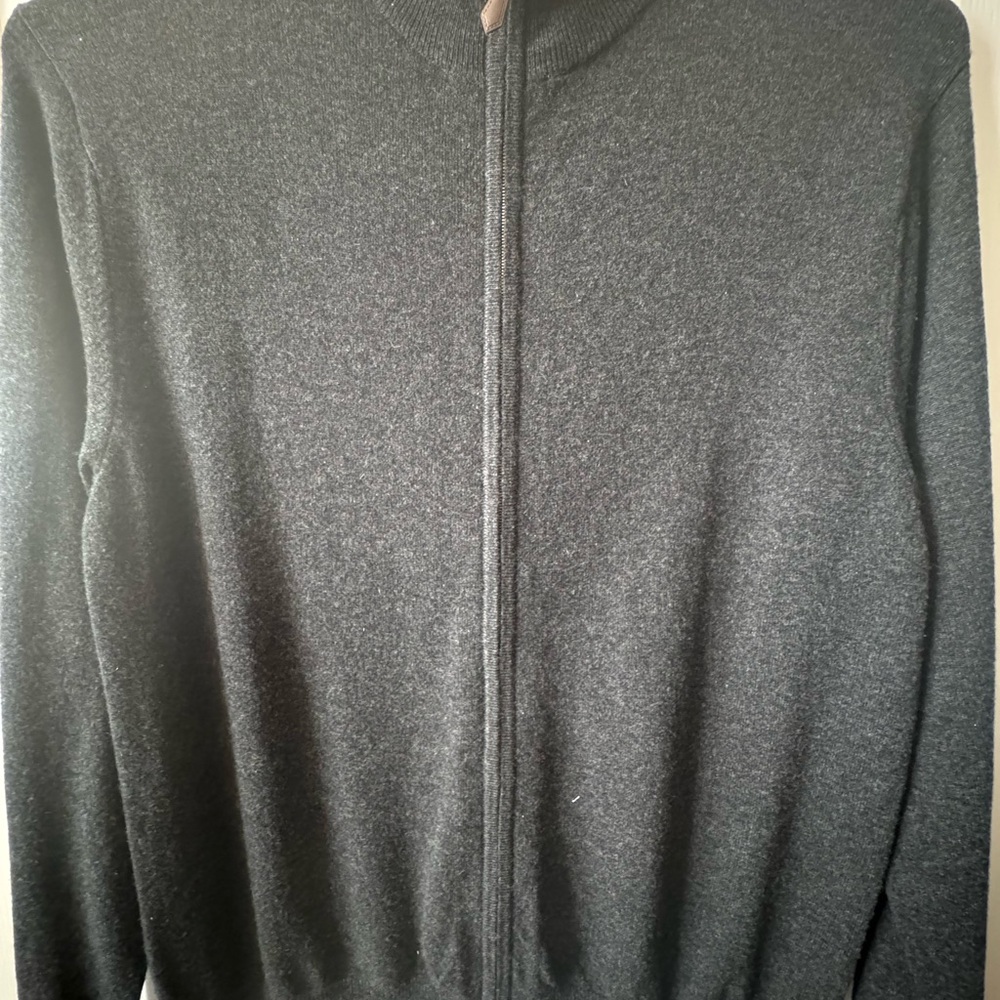 N.Peal 100% Cashmere Charcoal Gray Zip Up Sweater